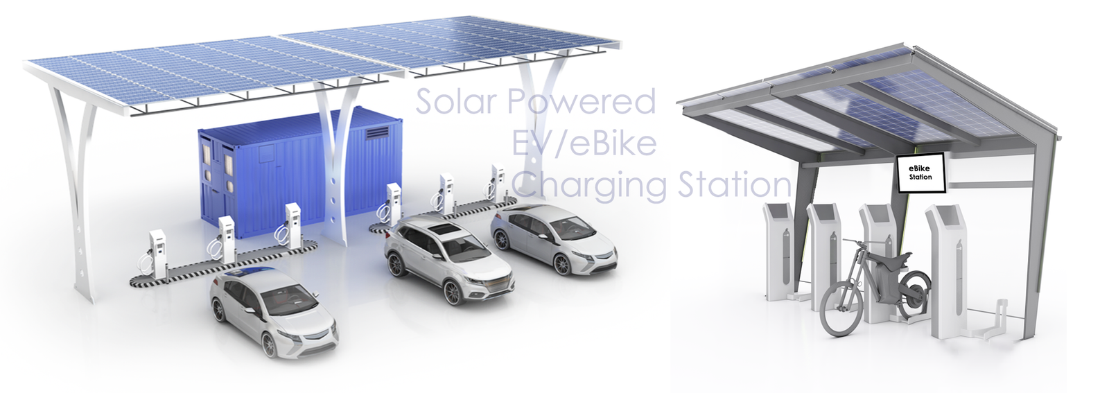 Solar PV EV and eBike charging station